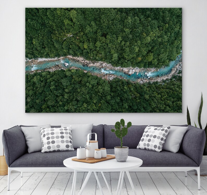 Beautiful Landscape River Wall Art River Flowing Forest Etsy