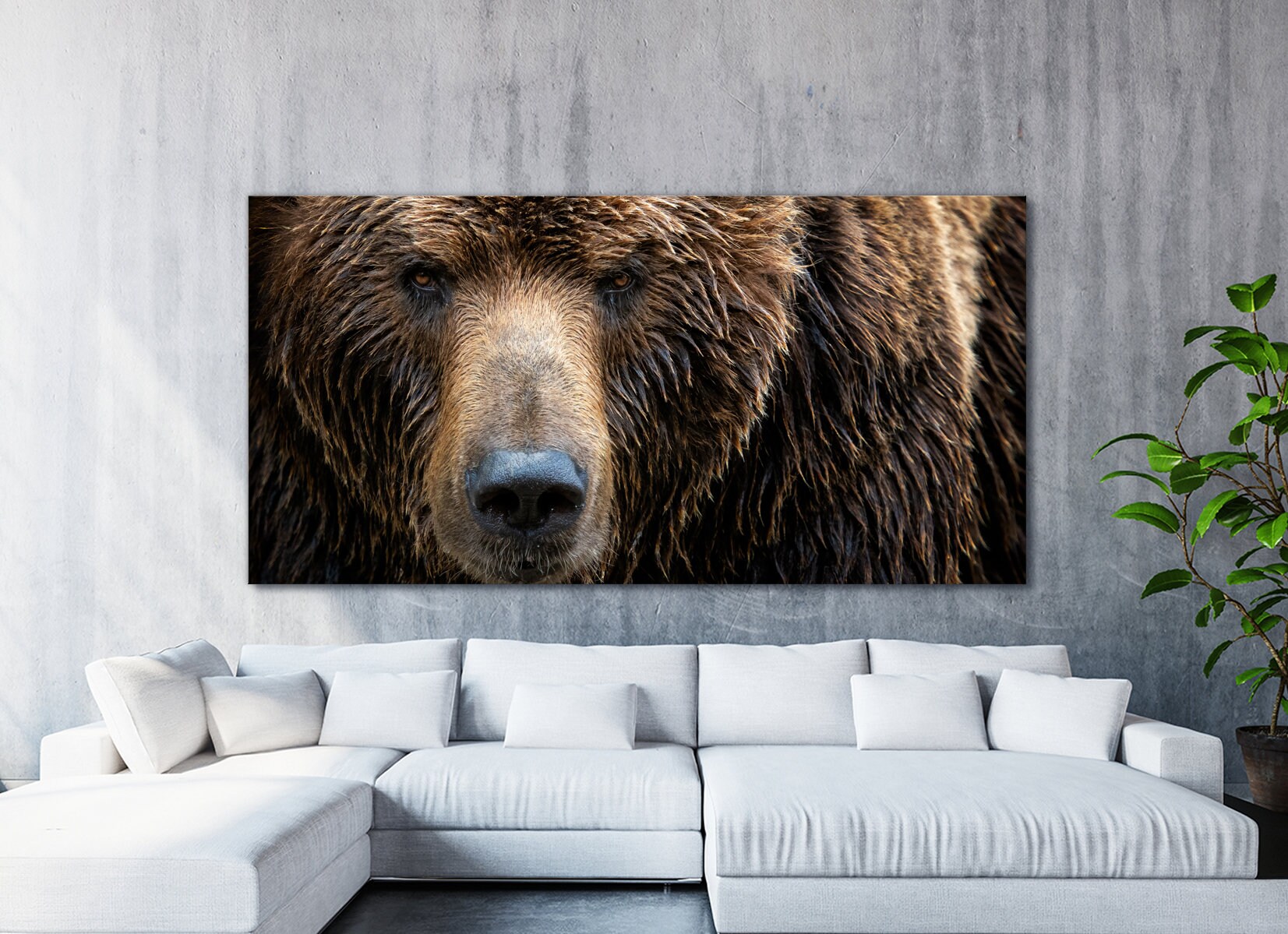 BROWN BEAR Bear GRIZZLY Modern Decor Black Background | Etsy