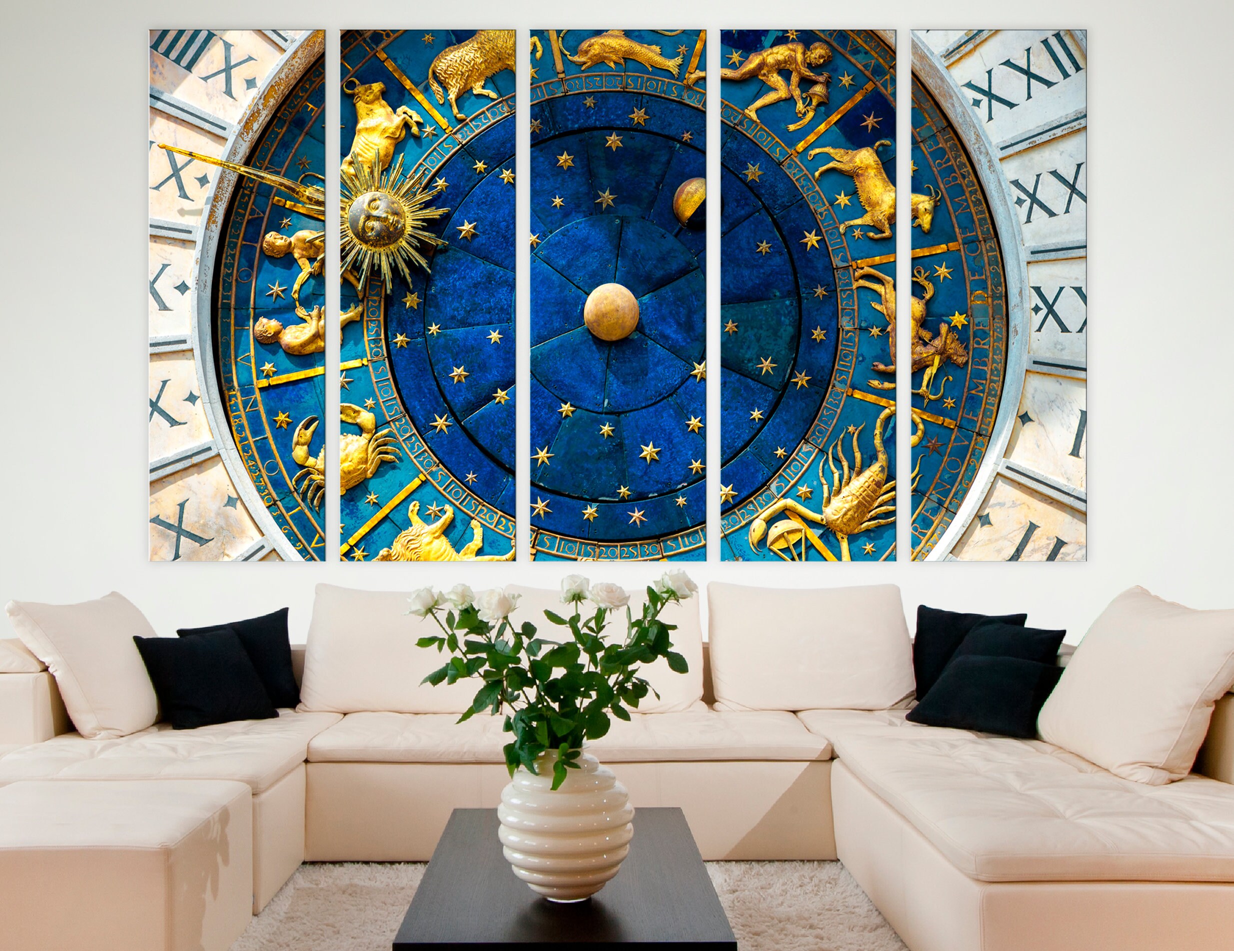ASTROLOGY WALL CLOCK Extra Large Canvas Wall Art Home Etsy