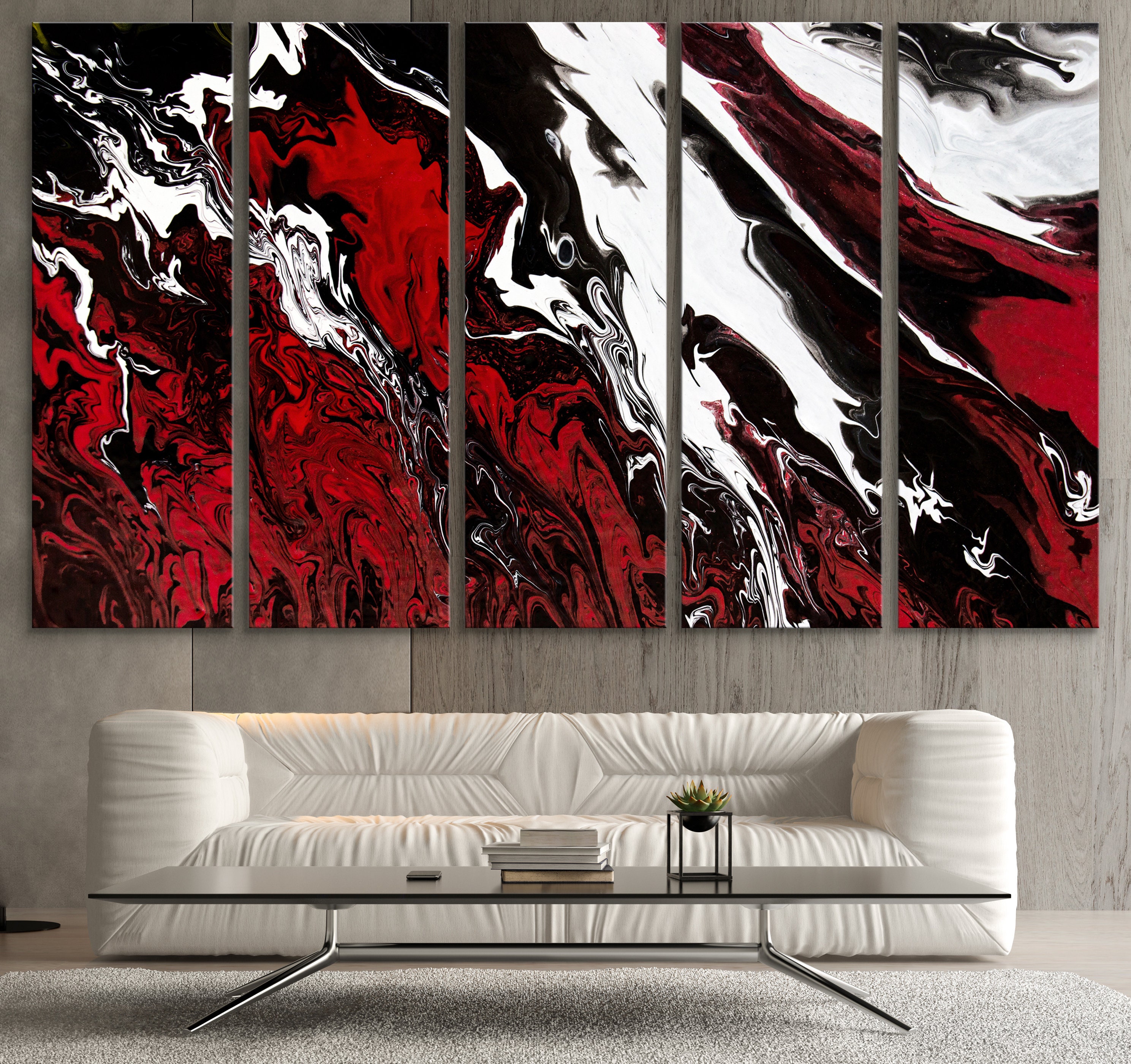 Red Abstract Abstract Wall Art Red Abstract Art Large Etsy