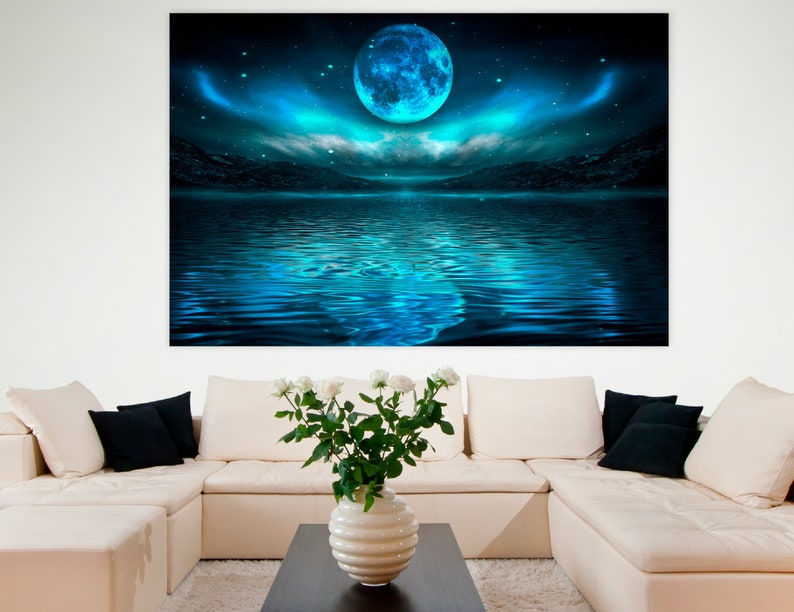 MOON LIGHT  Night Landscape  Full Moon  Night Light  1 Panel