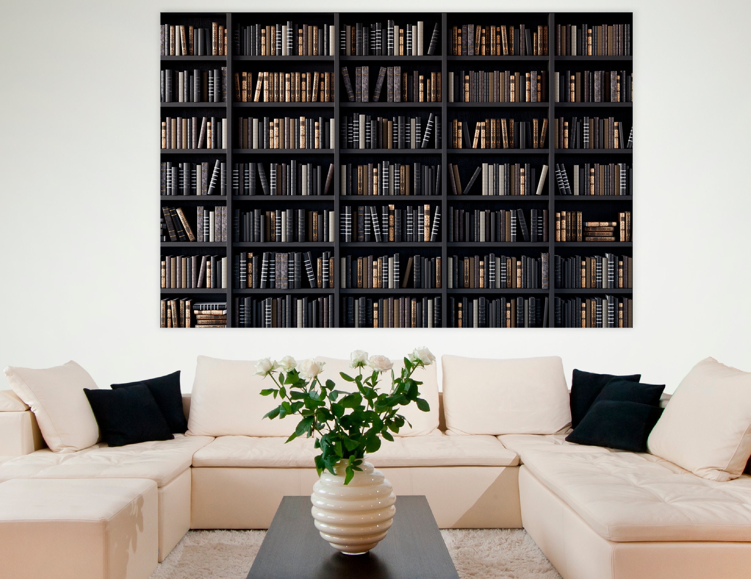 BOOKSHELF DECORATIVE BOOKS Extra Large Canvas Wall Art Etsy