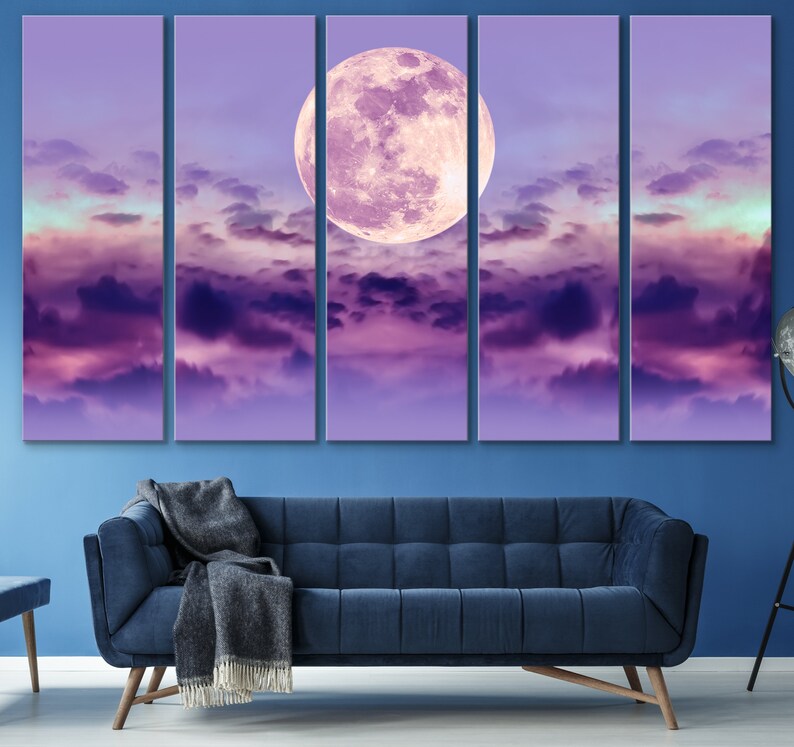MOON DECOR PURPLE Wall Art Printable Wall Art Purple Etsy