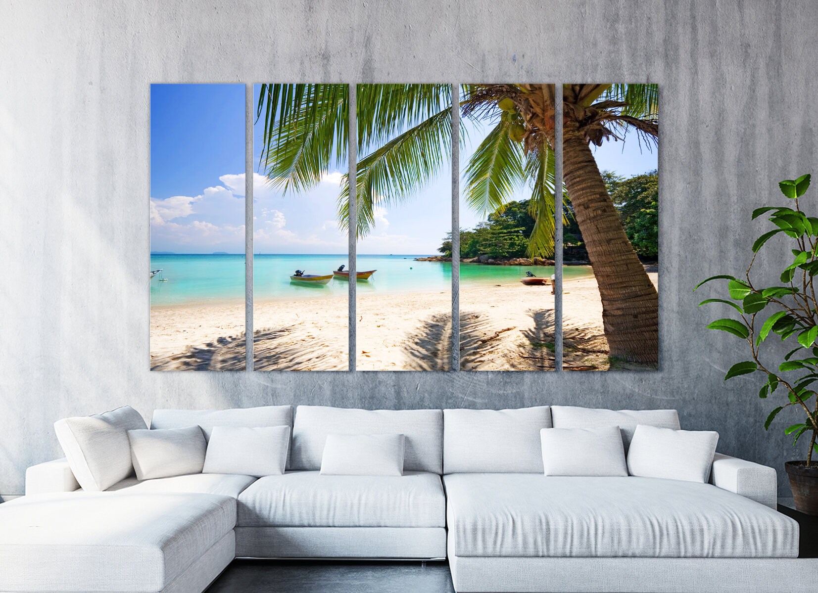 Tropical Beach Wall Art The Palm Tree Beach Wall Decor | Etsy