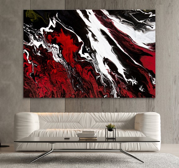 Red Abstract Abstract Wall Art Red Abstract Art Large Etsy