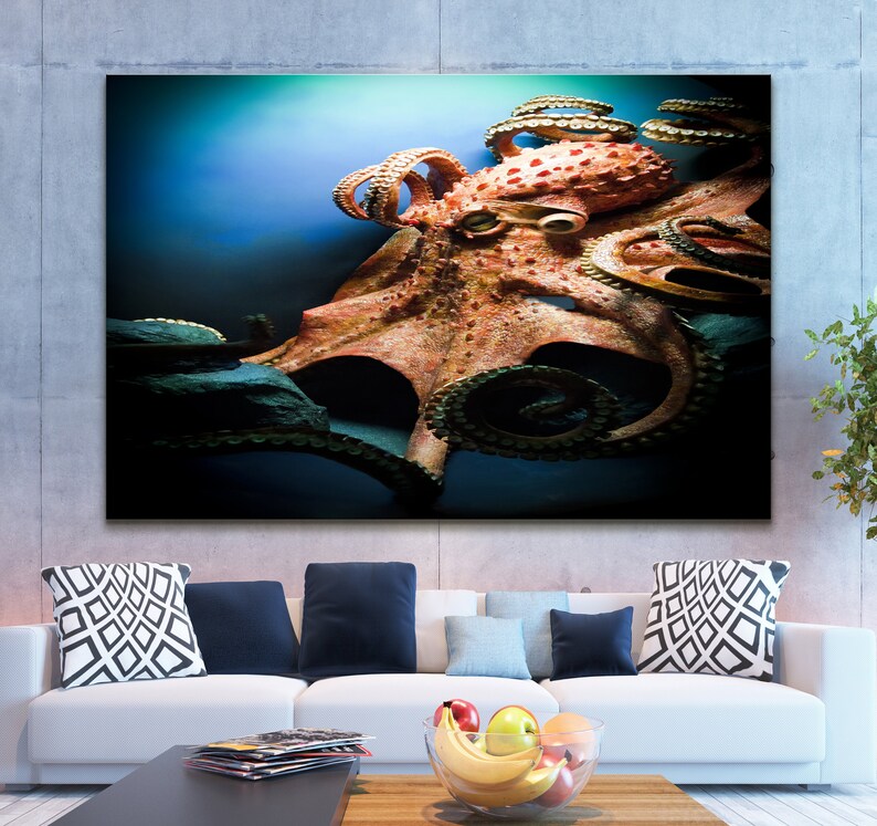 Giant Octopus Canvas Art Octopus Art Octopus Wall Art Etsy
