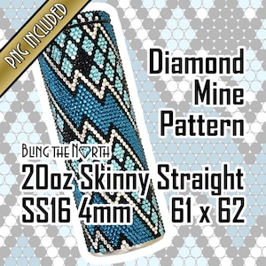 DIAMOND MINE Rhinestone Pattern Template | SS16 4mm | 20oz Skinny Straight | Bling Tumbler Design | Bling the North | PNG for Sublimation