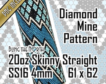 Szablon wzoru z kryształkami DIAMOND MINE | SS16 4 mm | 20 oz. Wąski prosty | Bling Tumbler Design | Bling the North | PNG do sublimacji
