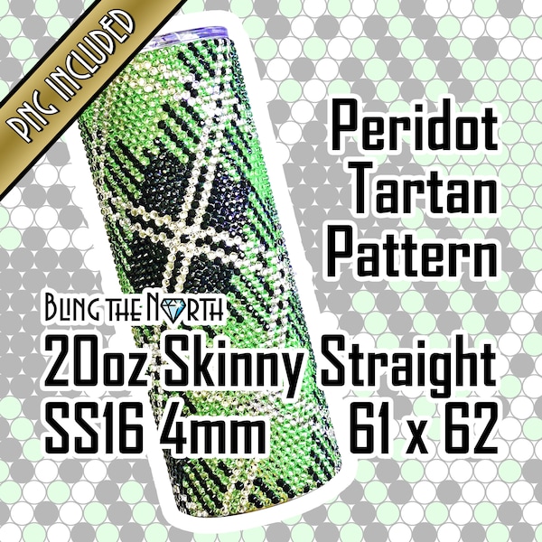 PERIDOT TARTAN Rhinestone Pattern Template | SS16 4mm | 20oz Skinny Straight | Bling Tumbler Design | Bling the North | PNG Included