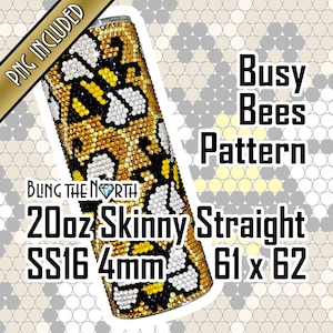 BUSY BEES Rhinestone Pattern Template | SS16 4mm | 20oz Skinny Straight | Bling Tumbler Design | Bling the North | Honeycomb Beehive
