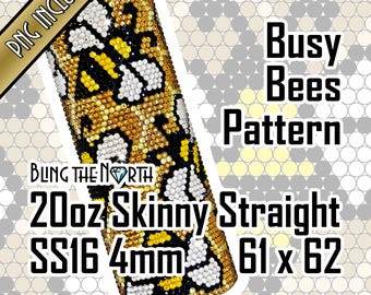 BUSY BEES Rhinestone Pattern Template | SS16 4mm | 20oz Skinny Straight | Bling Tumbler Design | Bling the North | Honeycomb Beehive