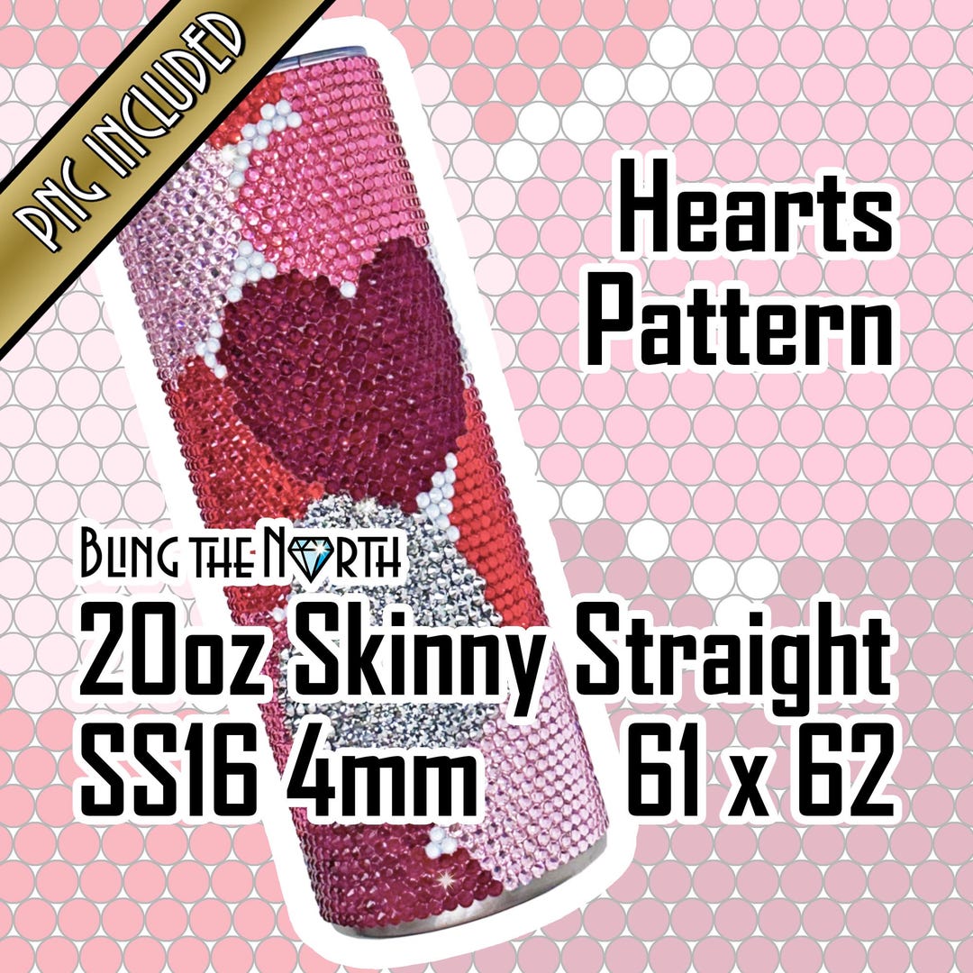 HEARTS Rhinestone Pattern Template | SS16 4mm | 20oz Skinny Straight ...