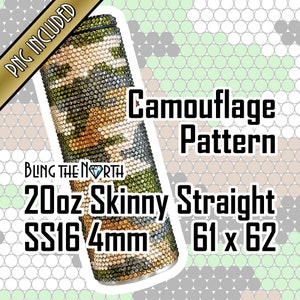 CAMOUFLAGE Rhinestone Pattern Template | SS16 4mm | 20oz Skinny Straight | Bling Tumbler Design | Bling the North | PNG for Sublimation