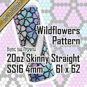 WILDFLOWERS Rhinestone Pattern Template | SS16 4mm | 20oz Skinny Straight | Bling Tumbler Design | Bling the North | PNG for Sublimation