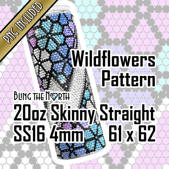 WILDFLOWERS Rhinestone Pattern Template | SS16 4mm | 20oz Skinny Straight | Bling Tumbler Design | Bling the North | PNG for Sublimation