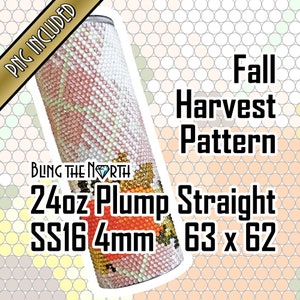 FALL HARVEST Rhinestone Pattern Template | SS16 4mm | 24oz Plump Straight | Tumbler Design | Bling the North | PNG for Sublimation or Vinyl
