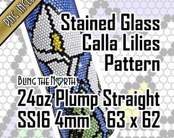 CALLA LILIES Rhinestone Pattern Template | SS16 4mm | 24oz Plump Straight | Bling Tumbler Design | Bling the North | PNG for Sublimation