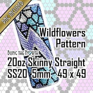 WILDFLOWERS Rhinestone Pattern Template | SS20 5mm | 20oz Skinny Straight | Bling Tumbler Design | Bling the North | PNG for Sublimation