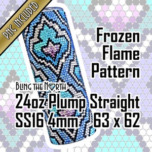 FROZEN FLAME Rhinestone Pattern Template | SS16 4mm | 24oz Plump Straight | Bling Tumbler Design | Bling the North | PNG for Sublimation