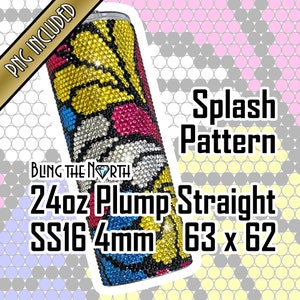 SPLASH Rhinestone Pattern Template | SS16 4mm | 24oz Plump Straight | Bling Tumbler Design | Bling the North | Water | PNG for Sublimation