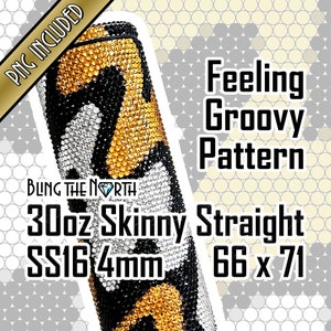 FEELING GROOVY Rhinestone Pattern Template | SS16 4mm | 30oz Skinny Straight | Bling Tumbler Design | Bling the North | PNG for Sublimation