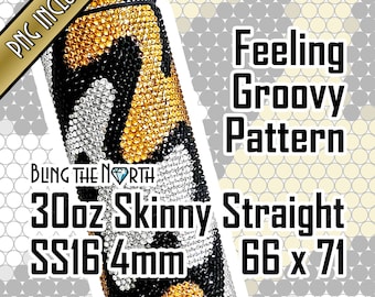 FEELING GROOVY Rhinestone Pattern Template | SS16 4mm | 30oz Skinny Straight | Bling Tumbler Design | Bling the North | PNG for Sublimation