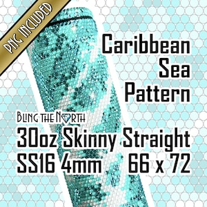 CARIBBEAN SEA Rhinestone Pattern Template | SS16 4mm | 30oz Straight Skinny | Bling Tumbler Design | Bling the North | PNG Included
