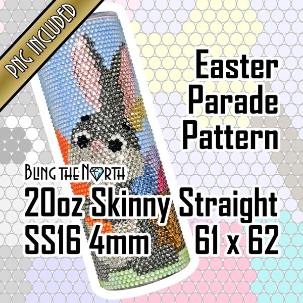 EASTER PARADE Rhinestone Pattern Template | SS16 4mm | 20oz Skinny Straight | Bling Tumbler Design | Bling the North | PNG for Sublimation