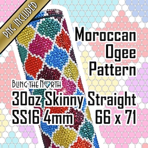 MOROCCAN OGEE Rhinestone Pattern Template | SS16 4mm | 30oz Skinny Straight | Bling Tumbler Design | Bling the North | PNG for Sublimation