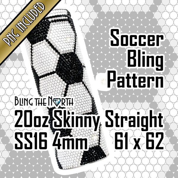 SOCCER BLING Rhinestone Pattern Template | SS16 4mm | 20oz Skinny Straight | Bling Tumbler Design | Bling the North | Football | PNG