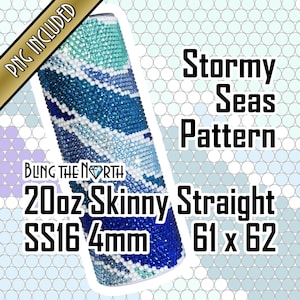 STORMY SEAS Rhinestone Pattern Template | SS16 4mm | 20oz Skinny Straight | Bling Tumbler Design | Bling the North | PNG Included