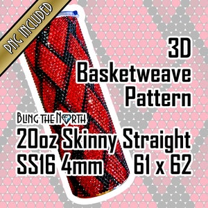 3D BASKETWEAVE Rhinestone Pattern Template | SS16 4mm | 20oz Skinny Straight | Bling Tumbler Design | Bling the North | PNG Included