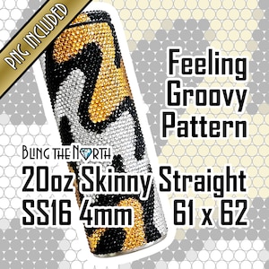 FEELING GROOVY Rhinestone Pattern Template | SS16 4mm | 20oz Skinny Straight | Bling Tumbler Design | Bling the North | PNG for Sublimation