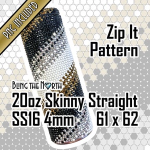 ZIP IT Rhinestone Pattern Template | SS16 4mm | 20oz Skinny Straight | Bling Tumbler Design | Bling the North | PNG Included