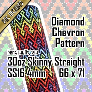 DIAMOND CHEVRON Rhinestone Pattern Template | SS16 4mm | 30oz Skinny Straight | Bling Tumbler Design | Bling the North | PNG for Sublimation