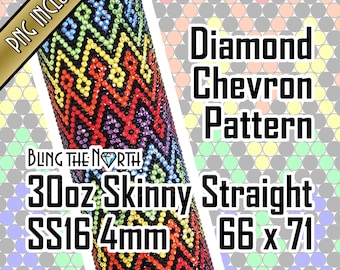 DIAMOND CHEVRON Rhinestone Pattern Template | SS16 4mm | 30oz Skinny Straight | Bling Tumbler Design | Bling the North | PNG for Sublimation