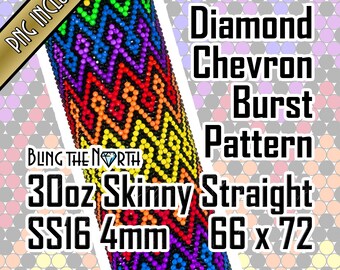 DIAMOND CHEVRON BURST Rhinestone Pattern Template | SS16 4mm | 30oz Skinny Straight | Bling Tumbler Design | Bling the North | Sublimation