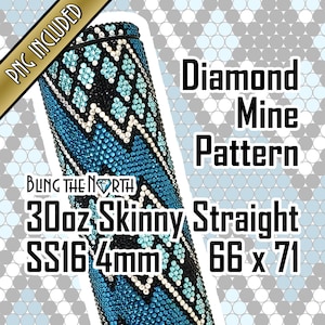 DIAMOND MINE Rhinestone Pattern Template | SS16 4mm | 30oz Skinny Straight | Bling Tumbler Design | Bling the North | PNG for Sublimation