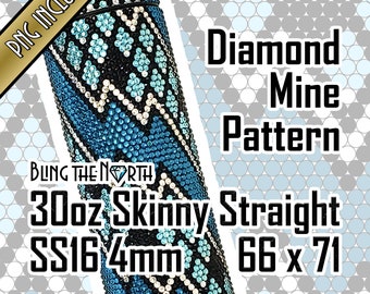DIAMOND MINE Rhinestone Pattern Template | SS16 4mm | 30oz Skinny Straight | Bling Tumbler Design | Bling the North | PNG for Sublimation