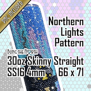 NORTHERN LIGHTS Rhinestone Pattern Template | SS16 4mm | 30oz Straight Straight | Bling Tumbler Design | Bling the North | Aurora Borealis