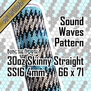 SOUND WAVES Rhinestone Pattern Template | SS16 4mm | 30oz Skinny Straight | Bling Tumbler Design | Bling the North | PNG for Sublimation