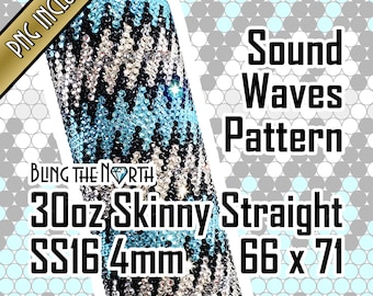 SOUND WAVES Rhinestone Pattern Template | SS16 4mm | 30oz Skinny Straight | Bling Tumbler Design | Bling the North | PNG for Sublimation