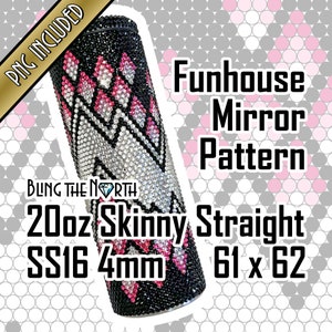 FUNHOUSE MIRROR Rhinestone Pattern Template | SS16 4mm | 20oz Skinny Straight | Bling Tumbler Design | Bling the North | PNG for Sublimation