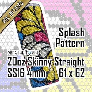 SPLASH Rhinestone Pattern Template | SS16 4mm | 20oz Skinny | Bling Tumbler Design | Bling the North | Rainbow | PNG for Sublimation