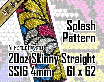 SPLASH Rhinestone Pattern Template | SS16 4mm | 20oz Skinny | Bling Tumbler Design | Bling the North | Rainbow | PNG for Sublimation