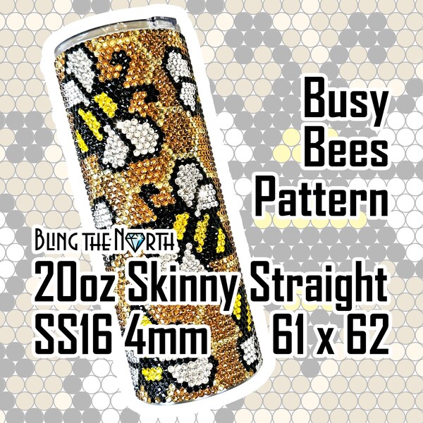 BUSY BEES Rhinestone Pattern Template | SS16 4mm | 20oz Skinny Straight | Bling Tumbler Design | Bling the North | Honeycomb Beehive