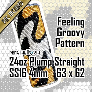 FEELING GROOVY Rhinestone Pattern Template | SS16 4mm | 24oz Plump Straight | Bling Tumbler Design | Bling the North | PNG for Sublimation