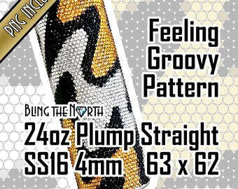 May include: A 24 ounce stainless steel tumbler with a black, white, and gold groovy pattern. The tumbler is 4mm thick and measures 63 x 62.  The text "Bling the North" is visible on the tumbler.