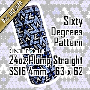 SIXTY DEGREES Rhinestone Pattern Template | SS16 4mm | 24oz Plump Straight | Bling Tumbler Design | Bling the North | PNG for Sublimation