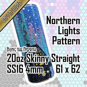 NORTHERN LIGHTS Rhinestone Pattern Template | SS16 4mm | 20oz Skinny Straight | Bling Tumbler Design | Bling the North | Aurora Borealis